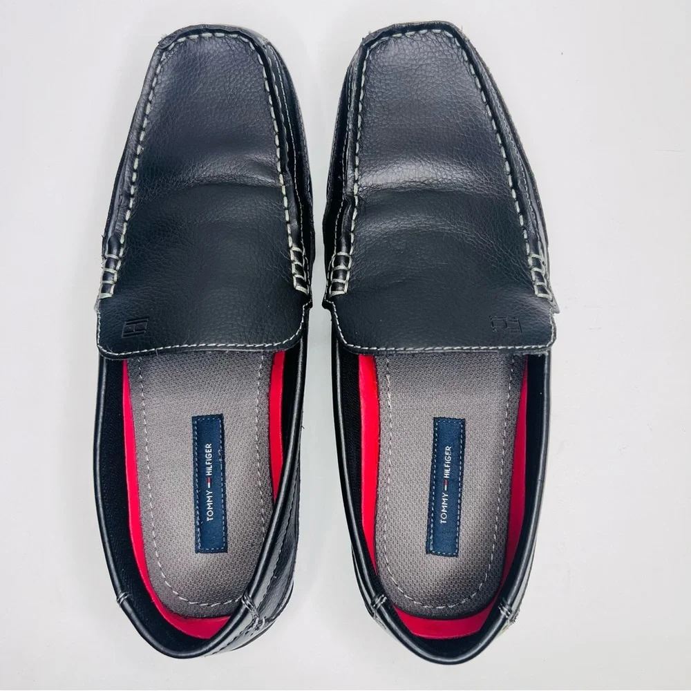 Tommy Hilfiger Men’s Dathan Black Vegan Leather Driving Slip On Loafers …